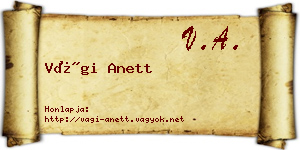 Vági Anett névjegykártya
